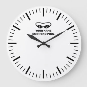 Große Poolmauer mit individuelle Name Wanduhr