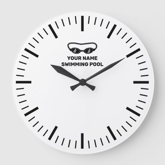 Große Poolmauer mit individuelle Name Wanduhr (Vorderseite)