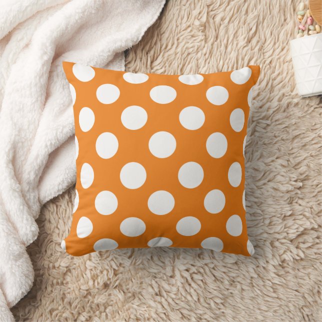 Große Punkte - orange weiß |  Kissen (Decke)
