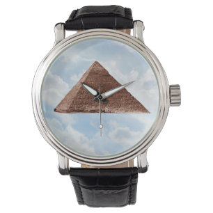 Große Pyramide - Vintage lederner Bügel-Uhr Armbanduhr