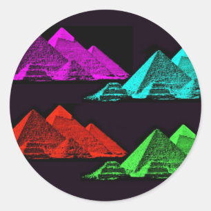 Große Pyramide von Giseh-Collage Runder Aufkleber