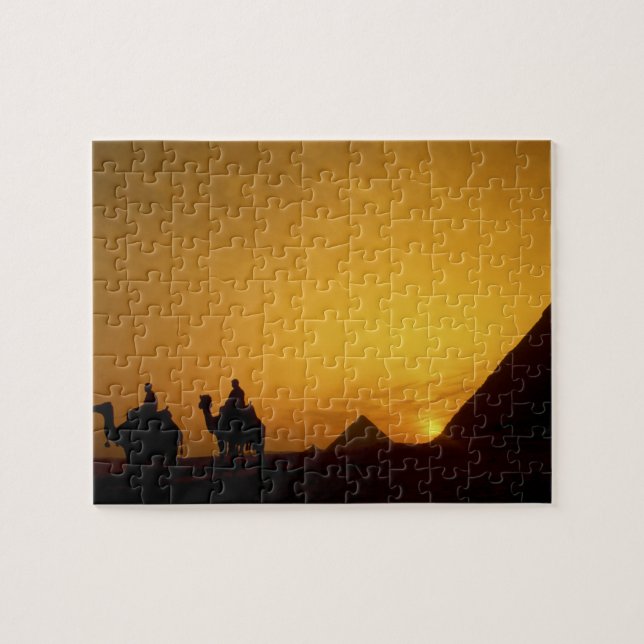 Große Pyramiden von Gizeh, Ägypten bei Sonnenunter Puzzle (Horizontal)