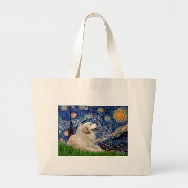 Große Pyrenäen 2 - Starry Night Jumbo Stoffbeutel (Vorne)