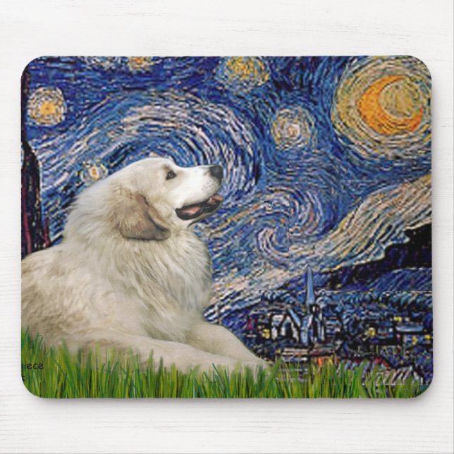 Große Pyrenäen 2 - Starry Night Mousepad (Vorne)