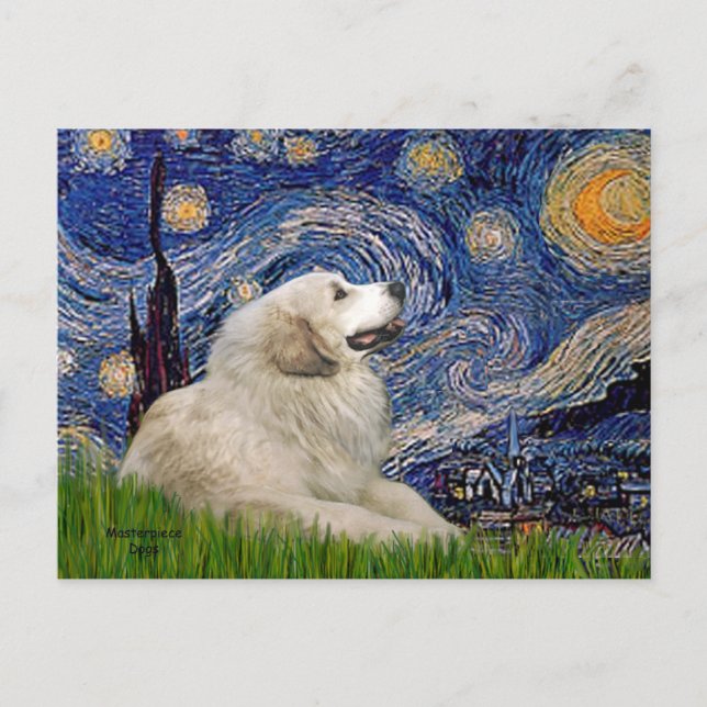 Große Pyrenäen 2 - Starry Night Postkarte (Vorderseite)