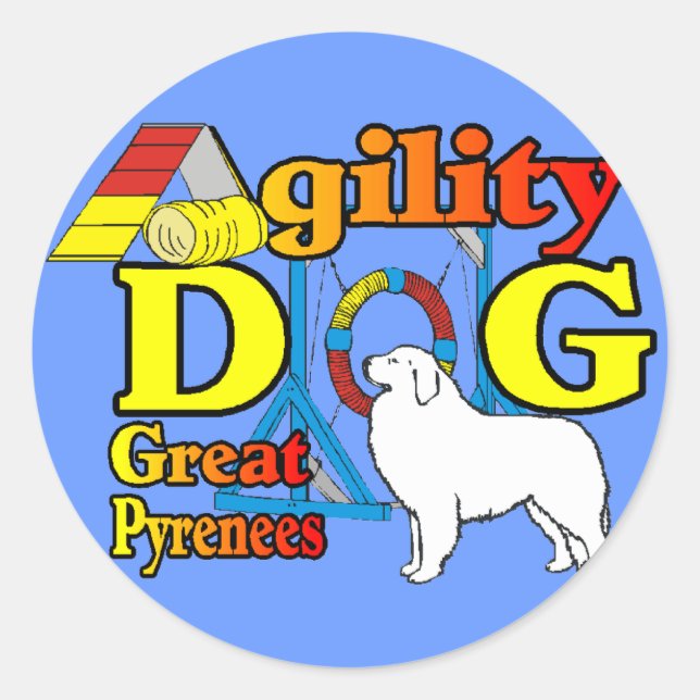Große Pyrenäen Agility Geschenke Runder Aufkleber (Vorderseite)
