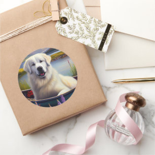 Große Pyrenäen auf dem Paddle: Ein Landschaftliche Runder Aufkleber