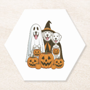 Große Pyrenäen Dog Ghost Hexenmeister Halloween Ma Untersetzer
