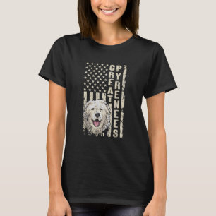 Große Pyrenäen Hund Patriotische amerikanische Fla T-Shirt