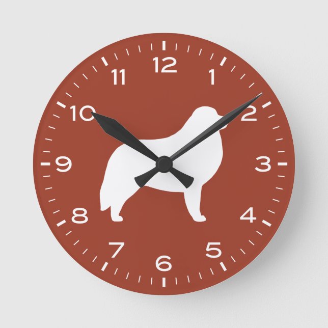 Große Pyrenäen Hunde Silhouette Runde Uhr (Vorderseite)