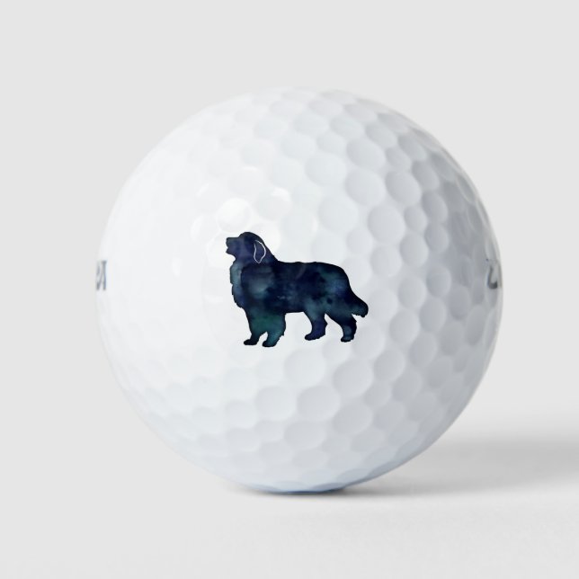 Große Pyrenäen Hunde Silhouette Wasserfarbe Golfball (Vorderseite)