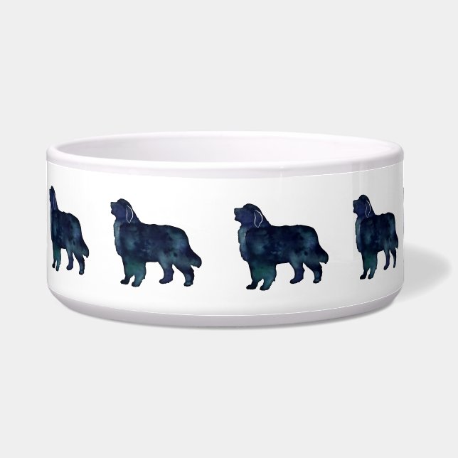 Große Pyrenäen Hunde Silhouette Wasserfarbe Napf (Vorderseite)