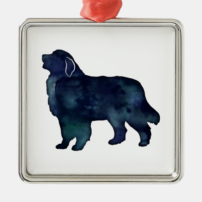 Große Pyrenäen Hunde Silhouette Wasserfarbe Ornament Aus Metall (Vorne)