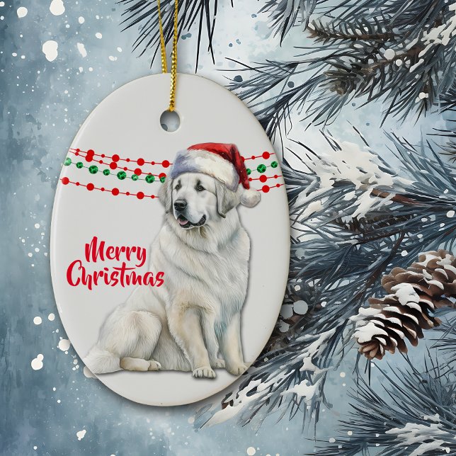 Große Pyrenäen Hunde Weihnachtsmannmütze Holiday B Keramik Ornament (Von Creator hochgeladen)