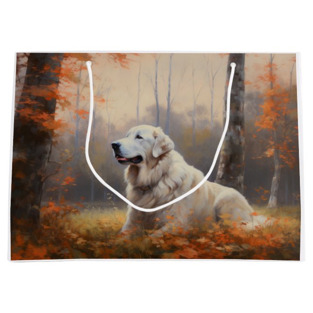 Große Pyrenäen im Herbst Leaves Fall Inspiriert Geschenktüte (Vorderseite)