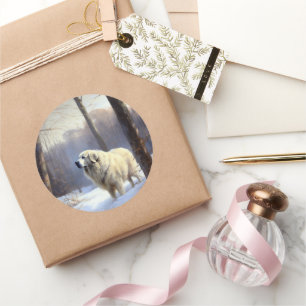 Große Pyrenäen lassen es Weihnachten erahnen Runder Aufkleber