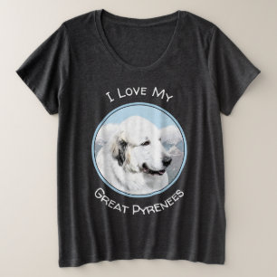 Große Pyrenäen Malerei - Original Hunde Kunst Größe T-Shirt