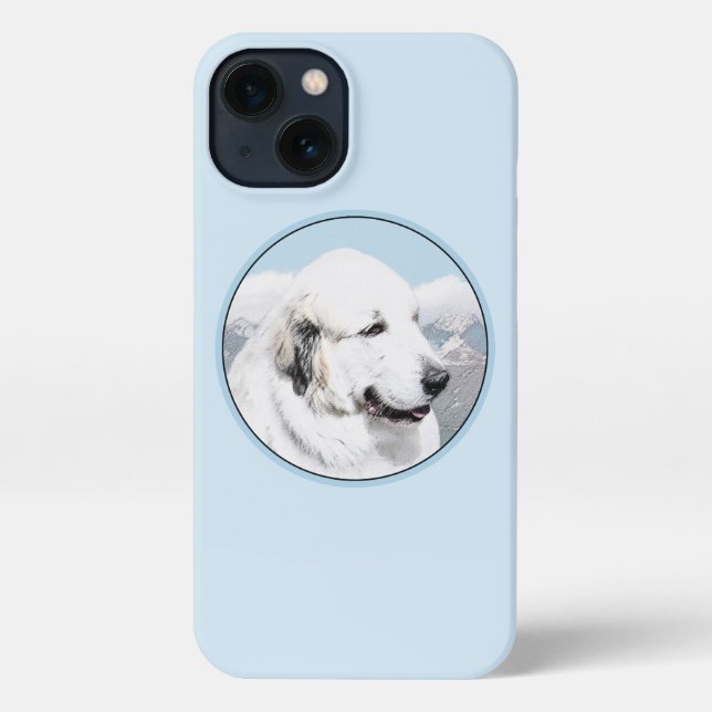 Große Pyrenäen Malerei - Original Hunde Kunst iPhone Hülle (Rückseite)
