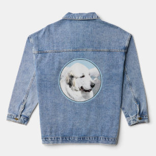 Große Pyrenäen Malerei - Original Hunde Kunst Jeansjacke