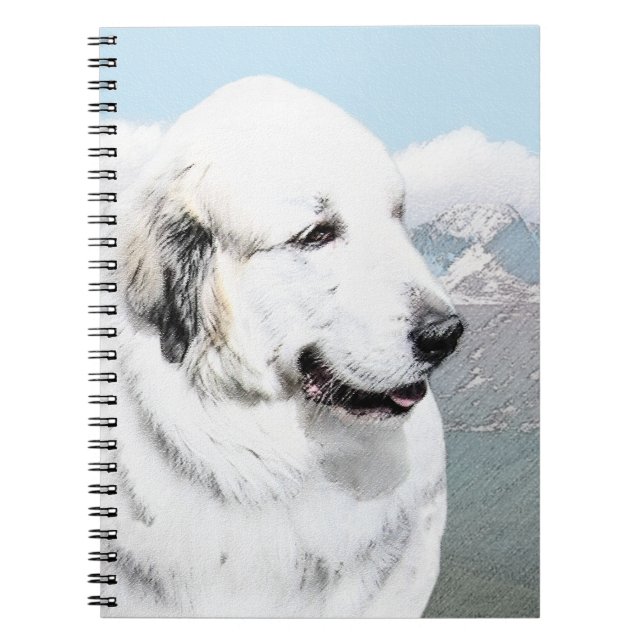 Große Pyrenäen Malerei - Original Hunde Kunst Notizblock (Vorderseite)