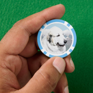 Große Pyrenäen Malerei - Original Hunde Kunst Pokerchips
