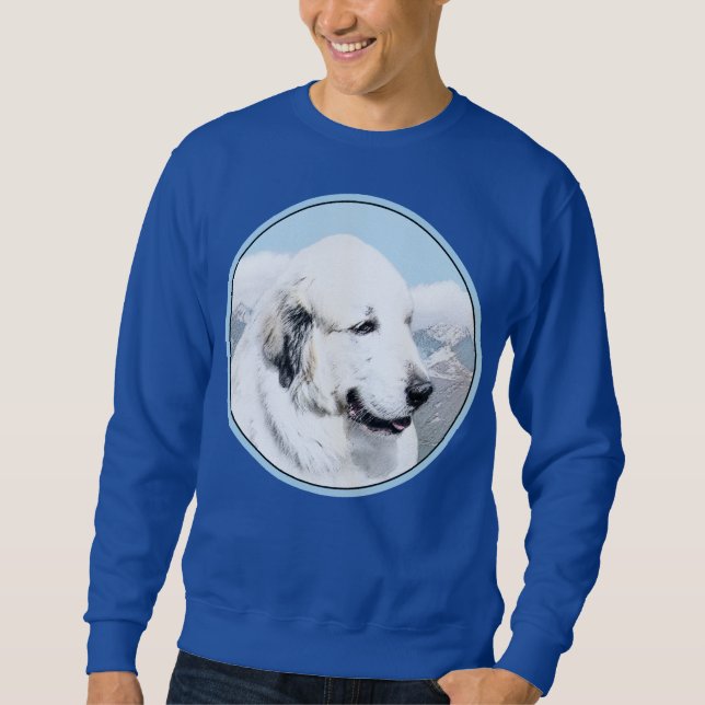 Große Pyrenäen Malerei - Original Hunde Kunst Sweatshirt (Vorderseite)