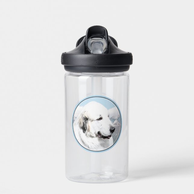 Große Pyrenäen Malerei - Original Hunde Kunst Trinkflasche (Vorne)