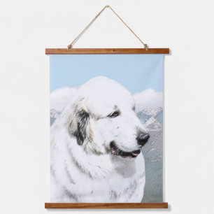 Große Pyrenäen Malerei - Original Hunde Kunst Wandteppich Mit Holzrahmen