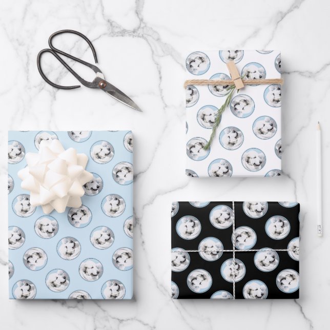 Große Pyrenäen Malerei White Original Hunde Kunst Geschenkpapier Set (Vorderseite)