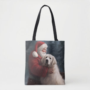 Große Pyrenäen mit dem Weihnachtsmann Weihnachten