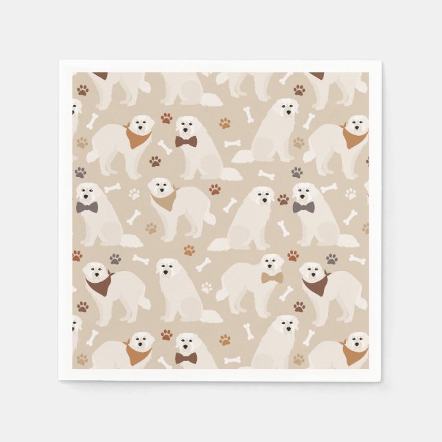 Große Pyrenäen Pfauen und Knochen Napkins Serviette (Vorderseite)
