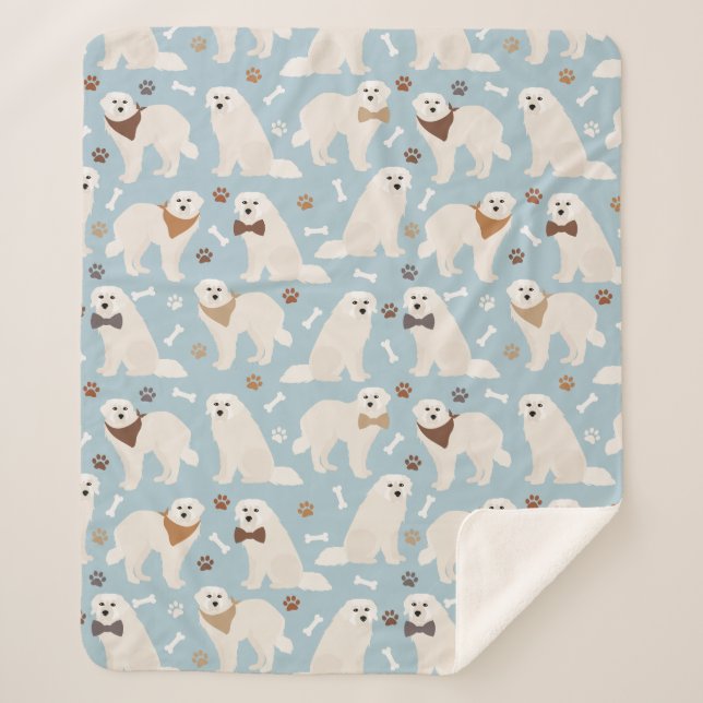 Große Pyrenäen Pfoten und Knochen Sherpa Blanket Sherpadecke (Vorderseite)