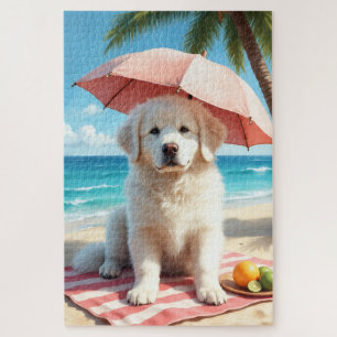 Große Pyrenäen Strandentspannungsszene Puzzle