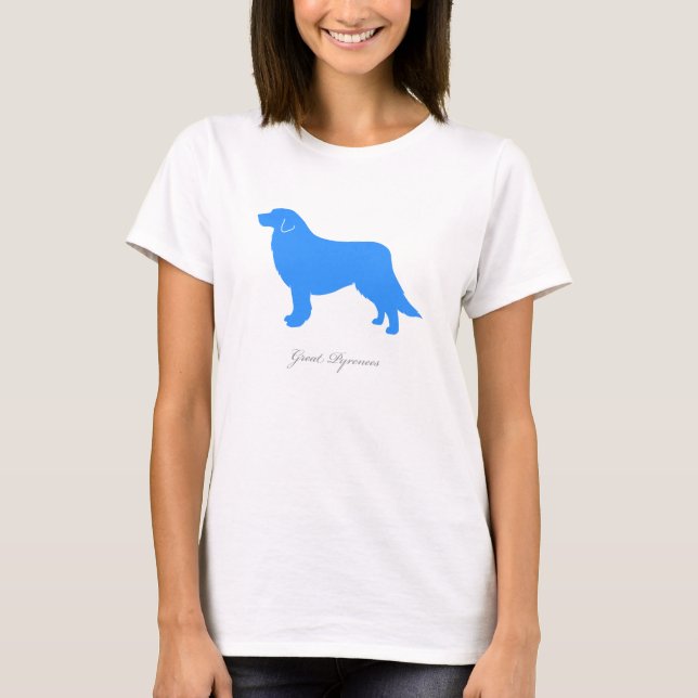 Große Pyrenäen-T - Shirt (blaue Silhouette) (Vorderseite)