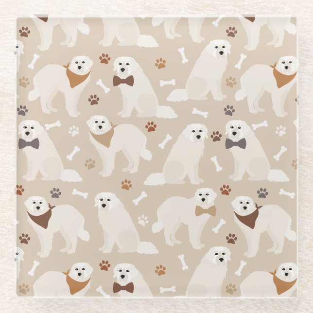 Große Pyrenäen Untersetzer aus Glattglas (Vorderseite)