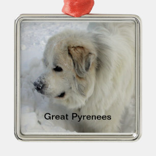 Große Pyrenäen-Verzierung Silbernes Ornament