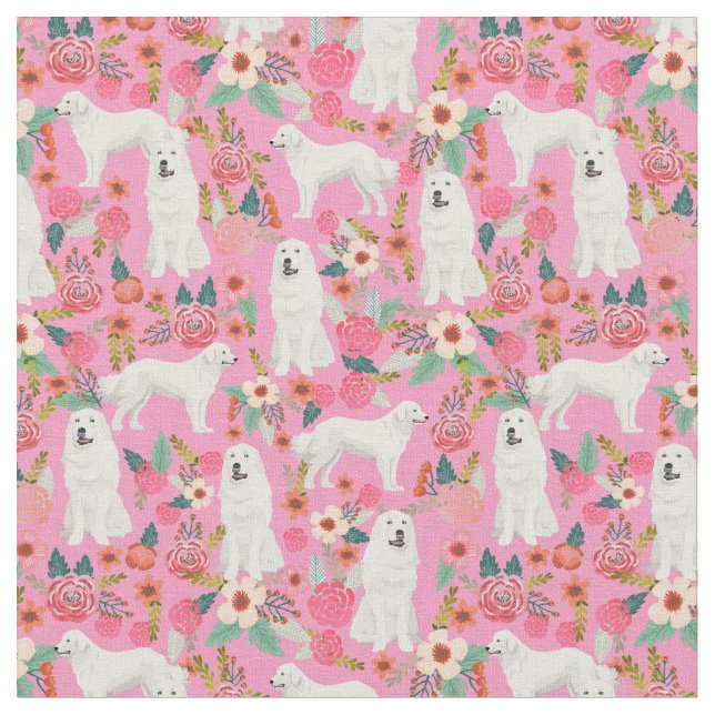 Große Pyrenäen Vintage Blumen rosa Stoff (Nahaufnahme)