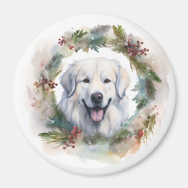 Große Pyrenäen Weihnachtsfeiertag Magnet (Vorne)