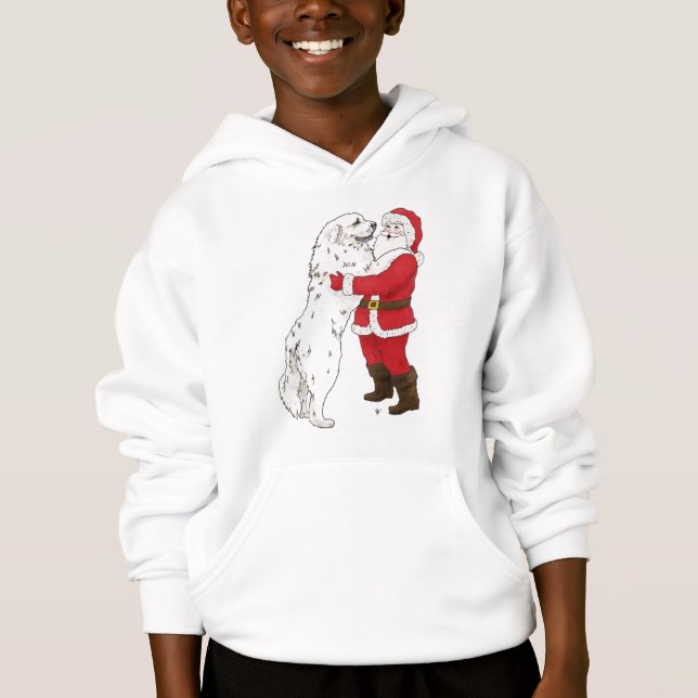 Große Pyrenäen-Weihnachtsgruß Hoodie (Vorderseite)