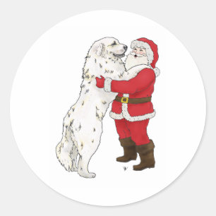 Große Pyrenäen-Weihnachtsgruß Runder Aufkleber