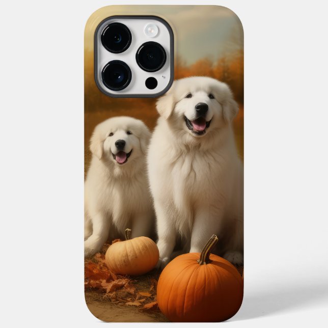 Große Pyrenäen Welpen Herbst Kürbis Case-Mate iPhone Hülle (Rückseite)