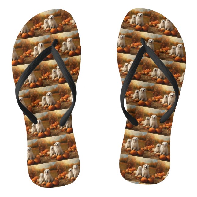 Große Pyrenäen Welpen Herbst Kürbis Flip Flops (Fußbett)