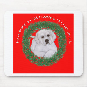 Große Pyrenäen-Welpen-Weihnachtsentwurf Mousepad