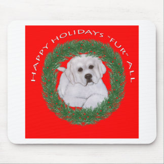 Große Pyrenäen-Welpen-Weihnachtsentwurf Mousepad