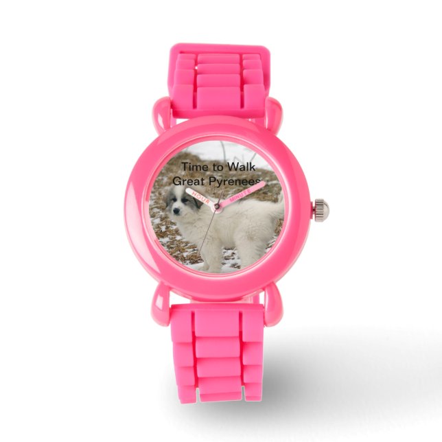 Große Pyrenäen Welpenuhr Armbanduhr (Vorderseite)