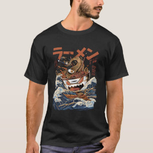 Große Ramen von Kanagawa japanisches Essen Kaiju K T-Shirt