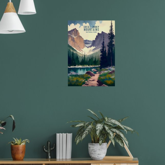 Große, rauchige Berge Poster (Wohnzimmer 1)