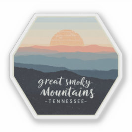 Große, rauchige Berge Tennessee Vintager Sonnenunt Aufkleber