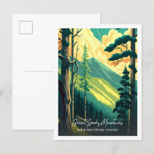 Große Rauchige Berge Vintage-Reiseillustration Postkarte