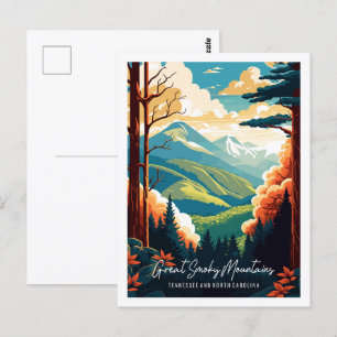 Große Rauchige Berge Vintage-Reiseillustration Postkarte